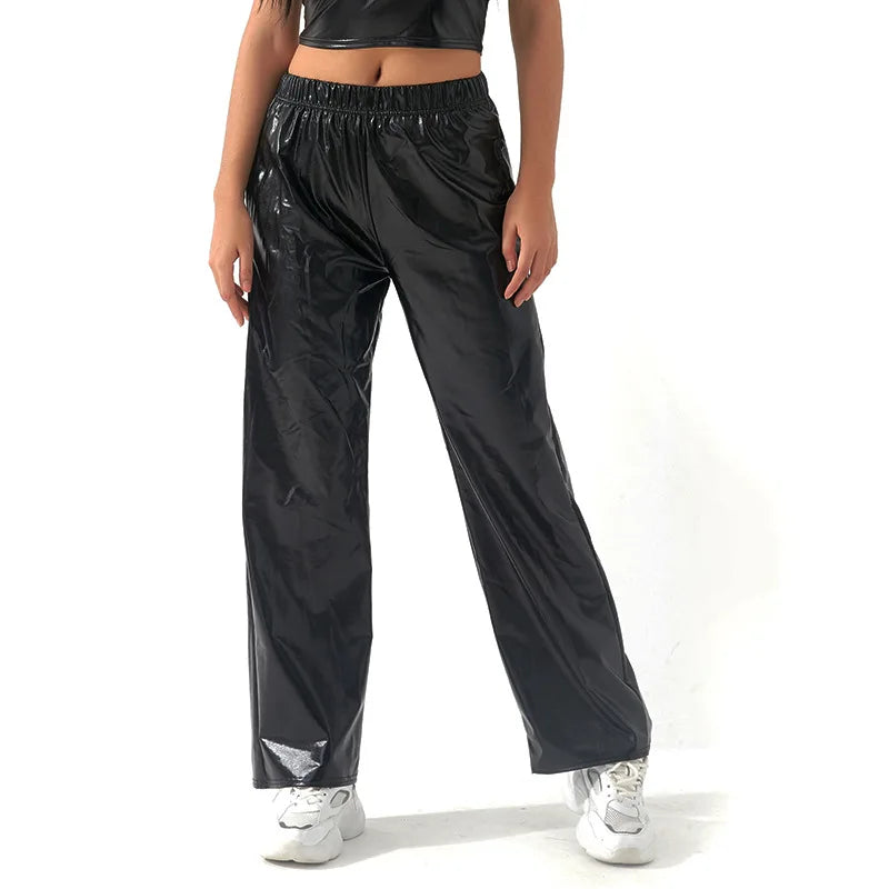 2026 Women Fashion Aurora Laser Gradual Change High Waist Straight Pants, Thin Female Stretch Trousers, 2025 New