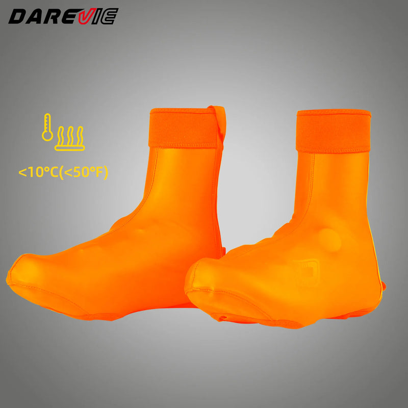 ស្រោមស្បែកជើងជិះកង់ DAREVIE ការពារទឹកជ្រាបរដូវរងាក្តៅរោមចៀមសម្រាប់ជិះកង់ ស្រោមស្បែកជើងជិះកង់ការពារការរអិល ធន់នឹងការពាក់ ធន់នឹងខ្យល់