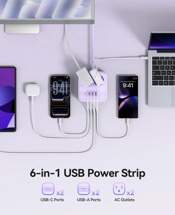 ORICO Desktop Square Power Strip PD20W Fast Charge 1.5M 3M Extension Power Cord Type C USB A Charging Station EU Plug Adapter