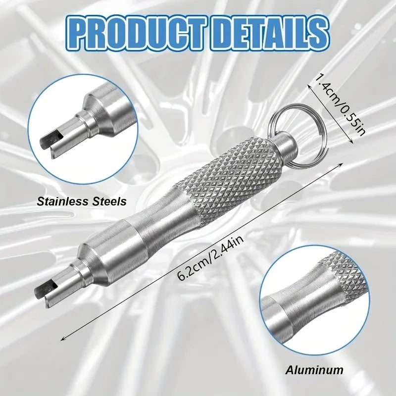 1/2pcs Premium Zinc Alloy Valve Core Tool – Universal Bike & Motorcycle Tire Repair Keychain. Compact, Sturdy & Portable.