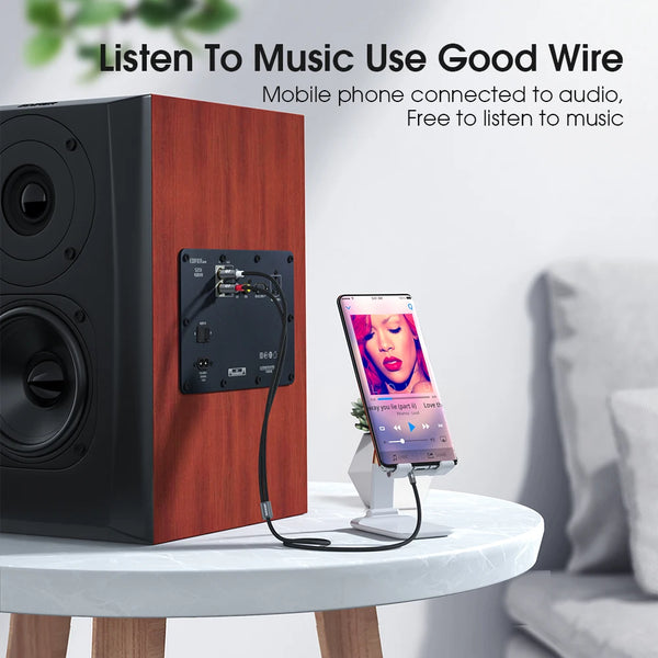 ខ្សែអូឌីយ៉ូ Essager RCA ស្តេរ៉េអូ 3.5mm ទៅ 2RCA ខ្សែបុរសទៅស្ត្រី AUX RCA Jack Y Splitter សម្រាប់ខ្សែពង្រីកសំឡេងរោងកុននៅផ្ទះ