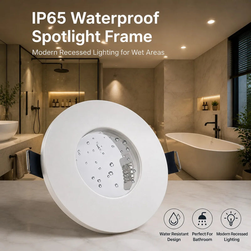 JOYINLED Waterproof Recessed Spotlight Trim GU10 MR16 Ceiling Light Frame Round LED Downlight Mounting Ring Bathroom Kitchen