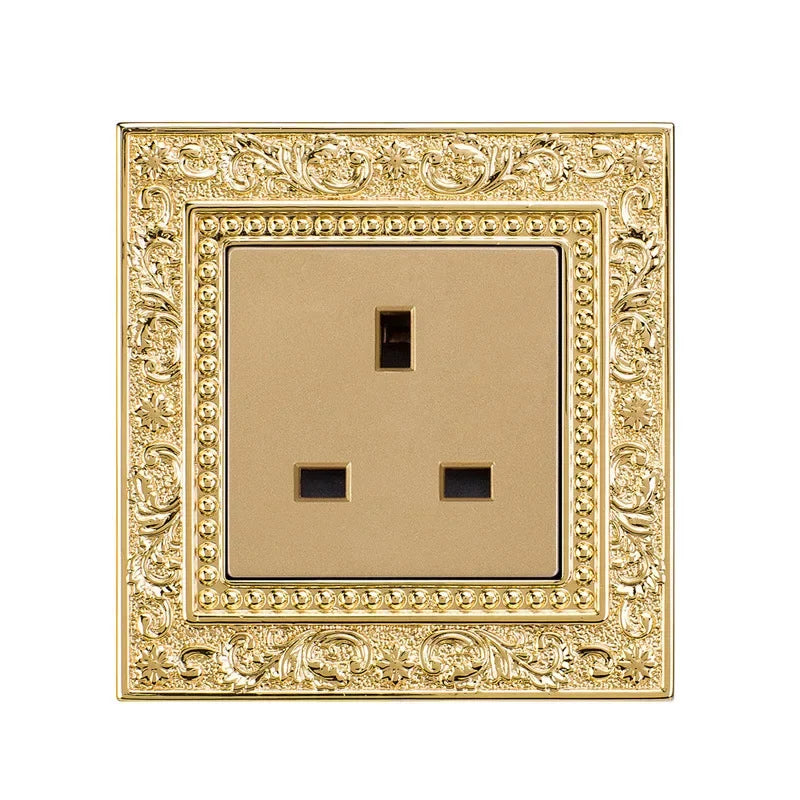 Luxury Vintage Push Button Switch 1/2/3/Gang 2Way,EU France Standard copper Wall socket,Universal light home switch power outlet