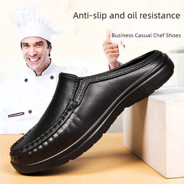 Chef shoes summer new plus size baotou half slippers non slip oil resistant business casual men's chef shoes breathable EVA shoe