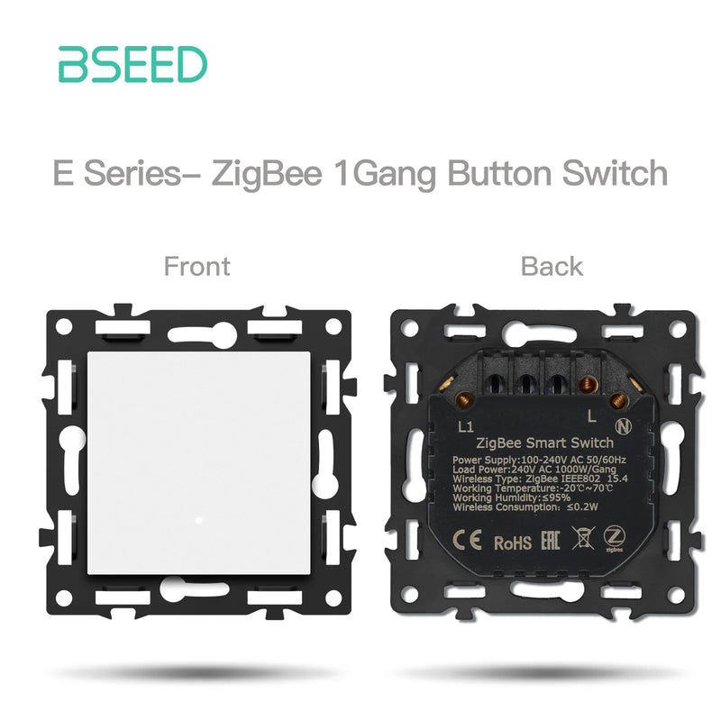 BSEED Zigbee Click Switch Module Smart Light Switch DIY Part with PC Plastic Frame Zigbee Socket Components for Home Automation