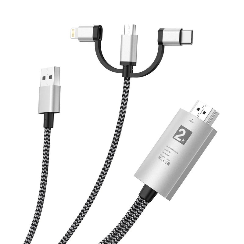 ខ្សែ UCable HDMI ទៅ Lightning 3 ក្នុង 1 សម្រាប់ភ្ជាប់អេក្រង់ទៅម៉ូនីទ័រផ្ដេក និងបញ្ឈរ សម្រាប់ I-O-S/ទូរស័ព្ទ Android