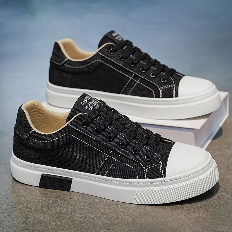 Men's casual canvas shoes four seasons breathable light soft sole comfort outdoor walking shoes fashion flat sports board shoes