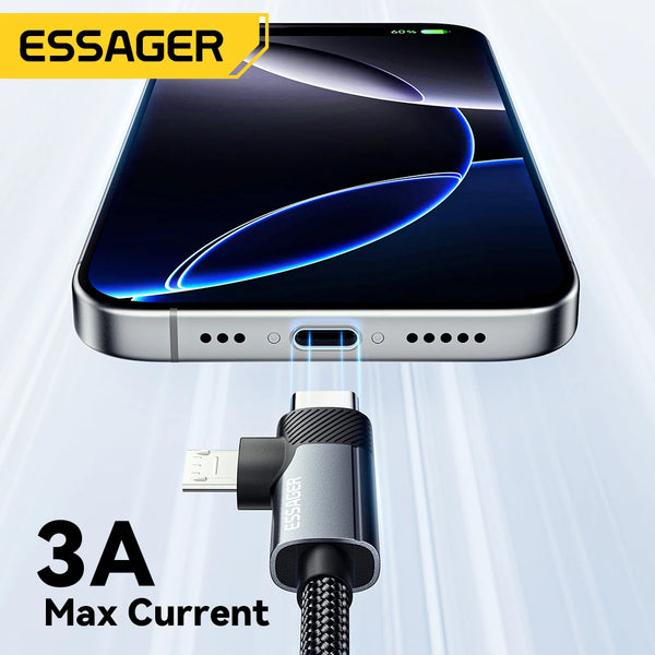 Essager 2 in 1 USB C Cable 65W PD Fast Charging Type C/USB A To Micro Cable For iPhone Samsung Xiaomi Huawei Redmi iPad Macbook