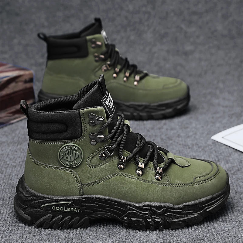 Men's high-top Joker casual boots four seasons breathable light soft-sole anti-skid work boots fashion youth walking tide boots