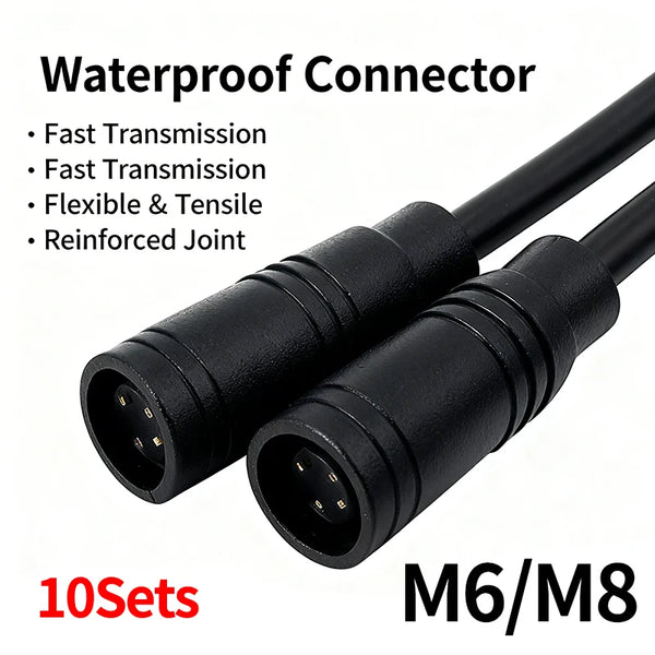 ឧបករណ៍ភ្ជាប់ប៊ូតអគ្គិសនី M6/M8 ច្រើនម្ជុល 2/3/4/5/6 ម្ជុល 20 សង់ទីម៉ែត្រ ចំនួន 10 ឈុត រចនាបថ Julet សម្រាប់ស្កូតឺ ម៉ូតូ ការគ្រប់គ្រង EV