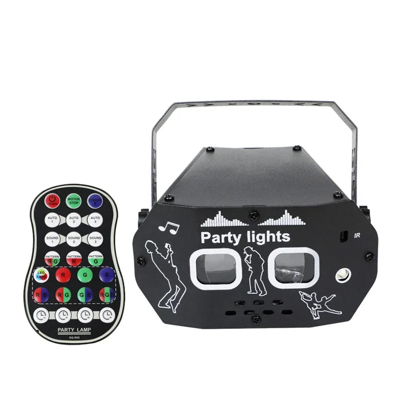 LED DJ Laser Projector Stage Disco Lights Rotating Ball Strobe Remote Sound Control Party Light for Christmas Wedding Holiday