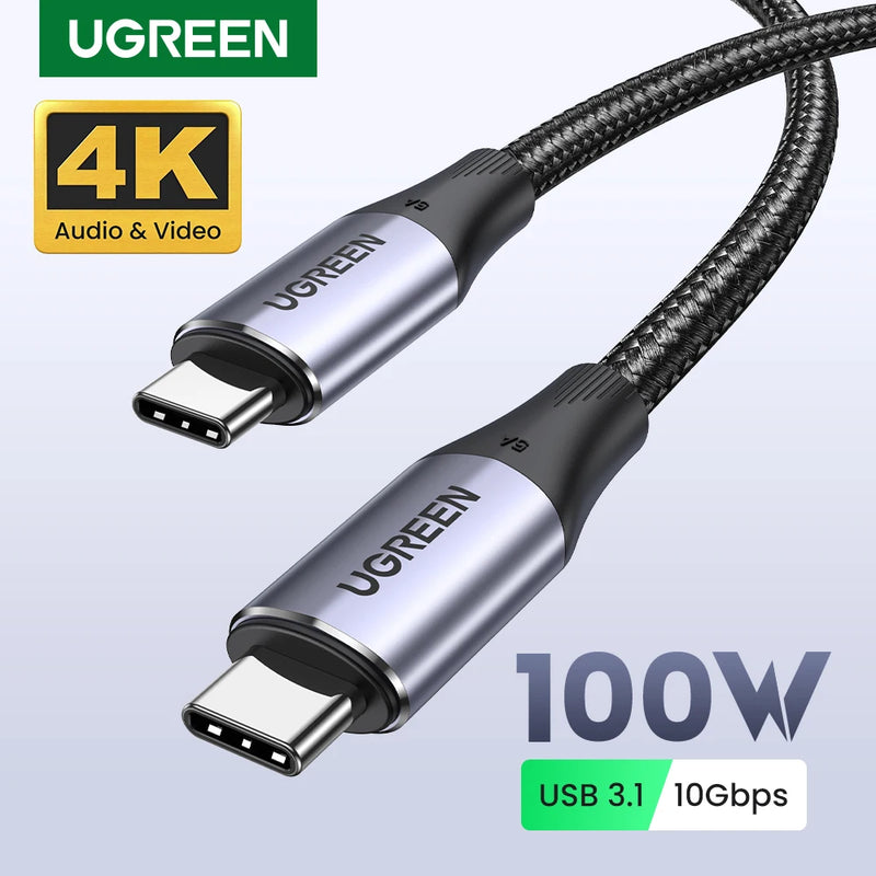 UGREEN USB C Cable 3.2 Gen2 10Gbps 100W PD Fast Charging 4K Video Braided Nylon Compatible with MacBook Samsung Galaxy iPhone