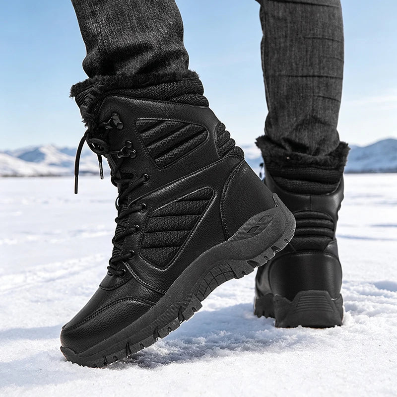 Men's high-top casual cotton boots winter warm plush outdoor cross-country anti slip jungle combat training boots hiking boots