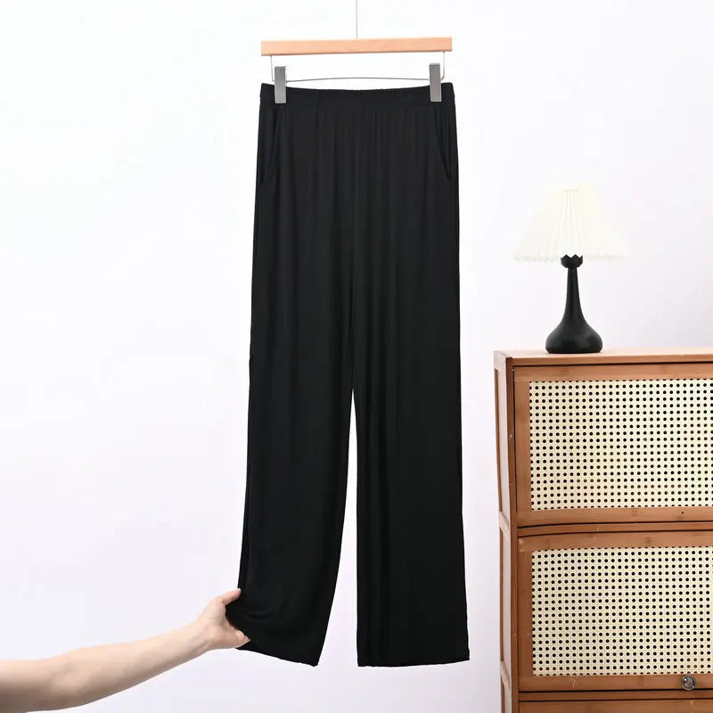 Thin Pajamas Pants Summer Lounge Bottoms Soft Home Trousers XL-8XL Large Sleeping Pants Solid Color Sleepwear Pants for Women