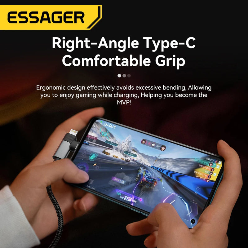 ខ្សែសាក Essager 2 in 1 USB Type C 65W PD Fast Charging Wire Type C To Lighting Cable សម្រាប់ iPhone 15 14 Pro Max MacBook iPad Xiaomi