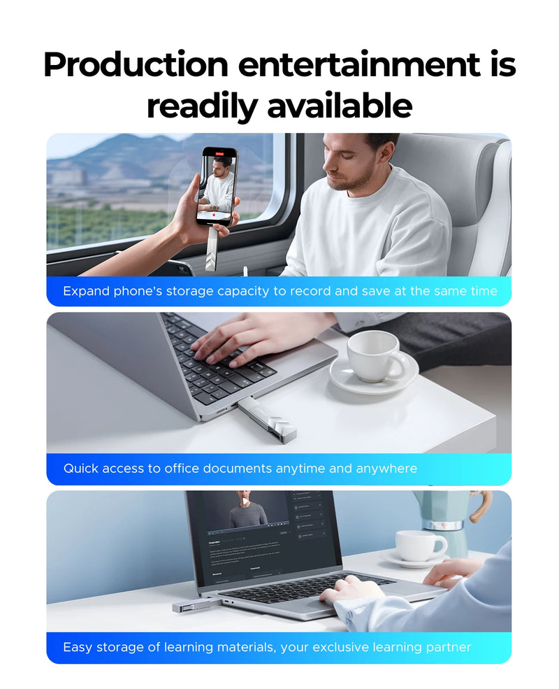 ORICO 512GB Dual Flash Drive 2-in-1 USB C/A 3.2 Gen2 Flash Drive Speed Up to 10Gbps 1073MB/s for iPhone 15/Android/Tablet/Laptop