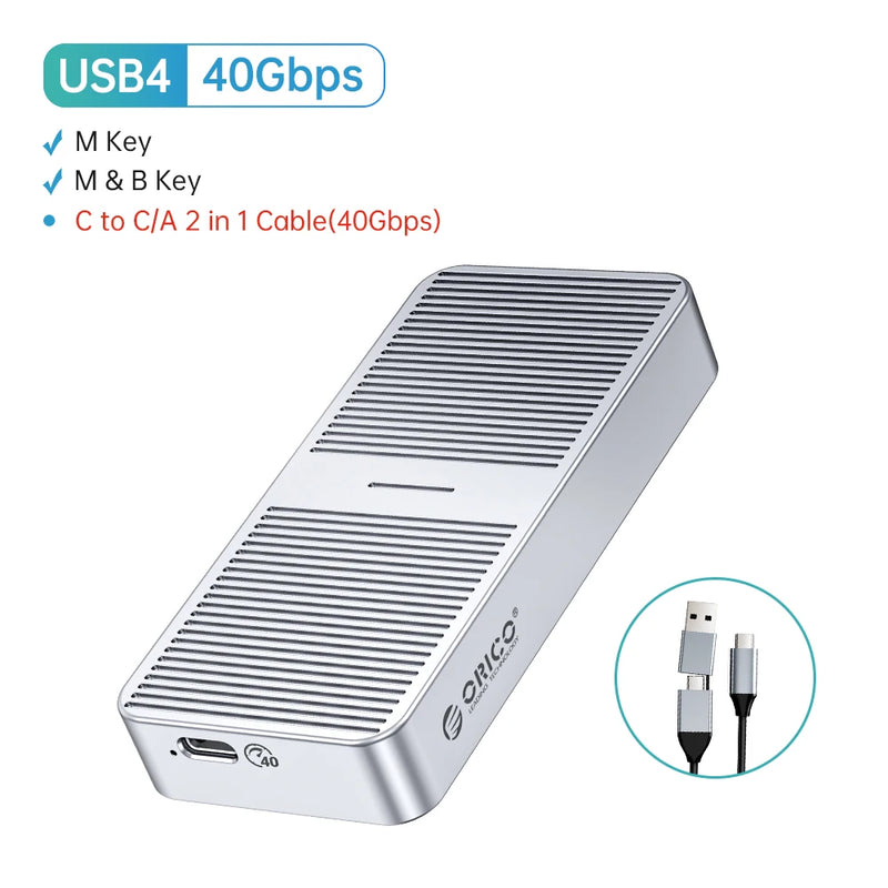 ORICO 20Gbps M.2 NVME SSD Case with Built-in Cooling Vest Upgraded Aluminum Type-C M2 NVME SSD Enclosure for Solid State Drive