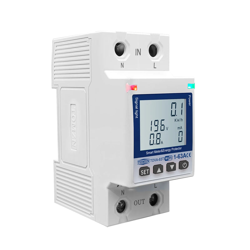 TOMZN Smartlife 63A 110V 220V TUYA WIFI Circuit Breaker Energy Meter Metering Timer With Voltage Current Leakage Protection
