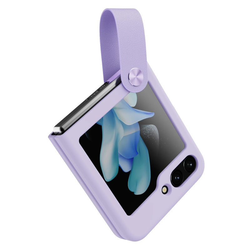 For Samsung Galaxy Z Flip 5 Case For Z Flip 5 Case NILLKIN Finger Strap Liquid Silicone Folding Case with Kickstand For Z Flip 5