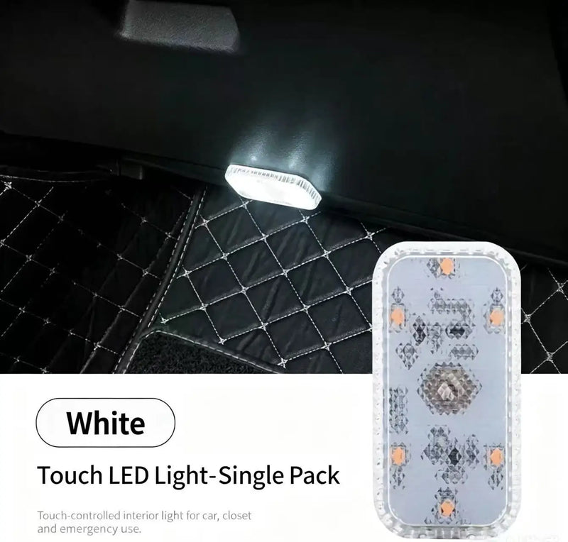 LED Touch Light Mini Wireless Car Interior Lighting Auto Roof Ceiling Reading Lamp for Door Foot Trunk Storage Box USB Charging