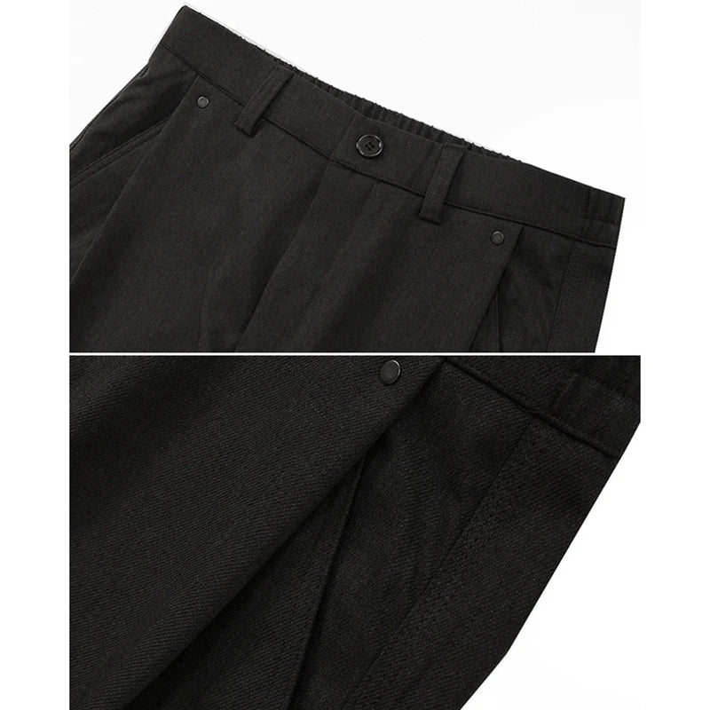 Men's Old Money Style Straight-Leg Trousers – Wrinkle-Resistant Drapey Fabric with Elastic Waist for Summer