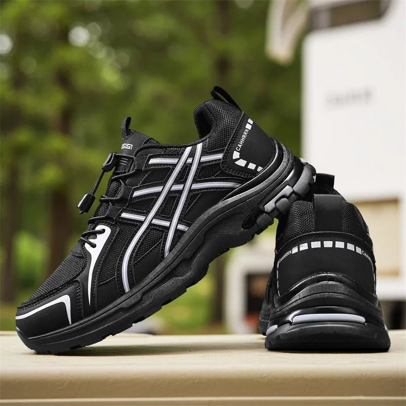 Mens Walking Shoes 2025 New Lace Up Mesh Breathable Wear-resistant Outdoor Sports Four Season Sports Leisure Sneakers for Men