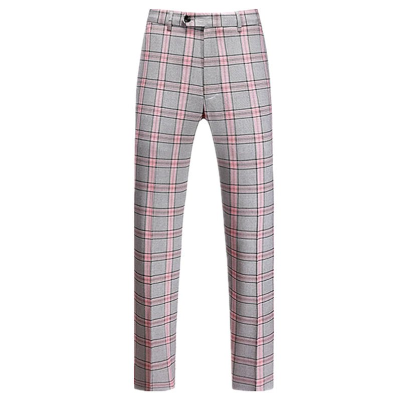 2026 New Men's Striped Suit Pants, Fashion Slim Trousers, Wedding Party Dress Pant Men Red Gray Purple Pantalones Hombre M-6XL