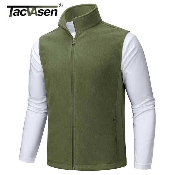 TACVASEN Fleece Vest Jackets Mens Stand Collar Sleeveless Jacket Spring Autumn Casual Waistcoat Fishing Hiking Outdoor Vest Male