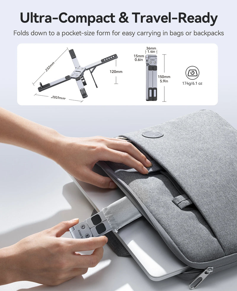 ORICO 3 in 1 Portable Laptop Aluminum Stand For Macbook Air Pro Foldable Notebook Macbook Pro Tablet Phone Stand Free Bag