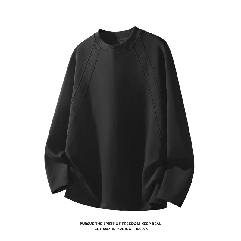 Male Basic Long Sleeve Crew Neck Tee Raglan Stitching Detail Soft Skin Friendly Material For Everyday Activities