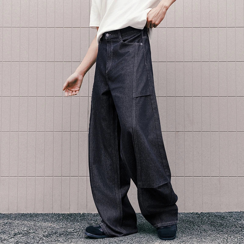 Semir Men Jeans Retro Loose Curved Barrel Leg Panel Soft Denim Casual Style Autumn Pants Casual Daily Wear 2026