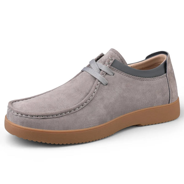 Men's Suede Moccasins Casual Lace Up Walking Shoes Non Slip Rubber Sole Lightweight Comfort Daily Driving Shoes