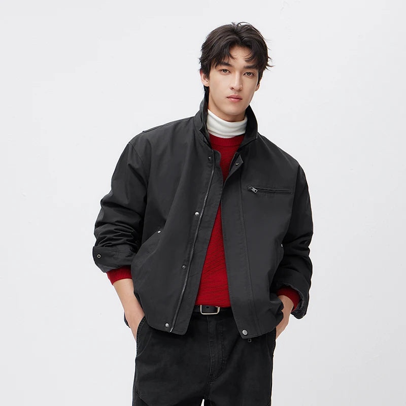 Semir Unisex Jacket 2026 New Retro Patchwork Lapel Cargo Harrington Cool Trendy Casual Loose Fit Tops