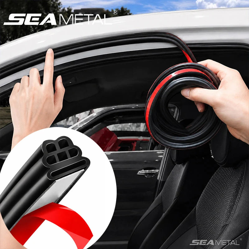 SEAMETAL Car Door Seal Strip 5/12/16m Rubber Three Layer Sealing Protector Soundproof Waterproof Weatherstrips for Car Door Hood