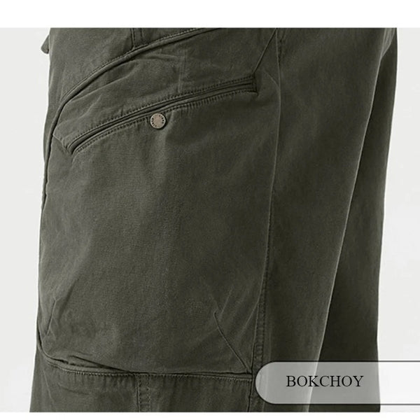 Autumn New Loose Cargo Cotton Big Pocket Leggings Pants for Men Clothing Comfort Drawstring Male Trouser GF258315