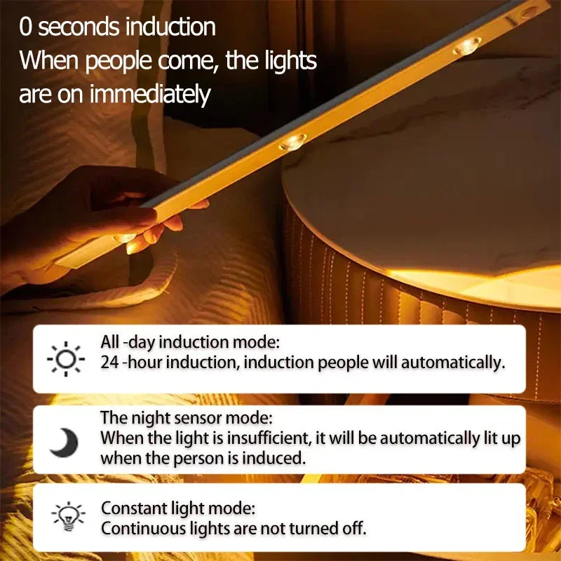 3 in 1 Under Cabinet Lights Wireless Lamp with Motion Sensor Night Lights for Kitchen Bedroom Wardrobe Closet Desk 20/30/40/50CM