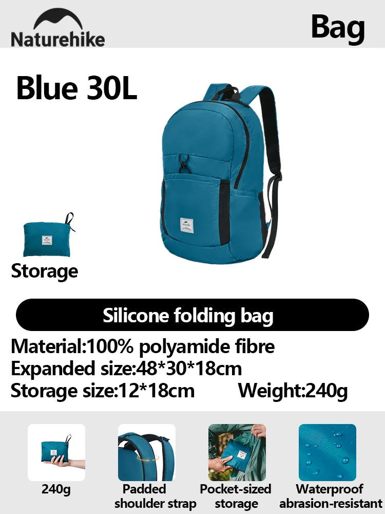 Naturehike 2025 Camping Backpack 30L Large Capacity Portable Foldable Waterproof Shoulder Bag Outdoor Travel Hiking Picnic Bag