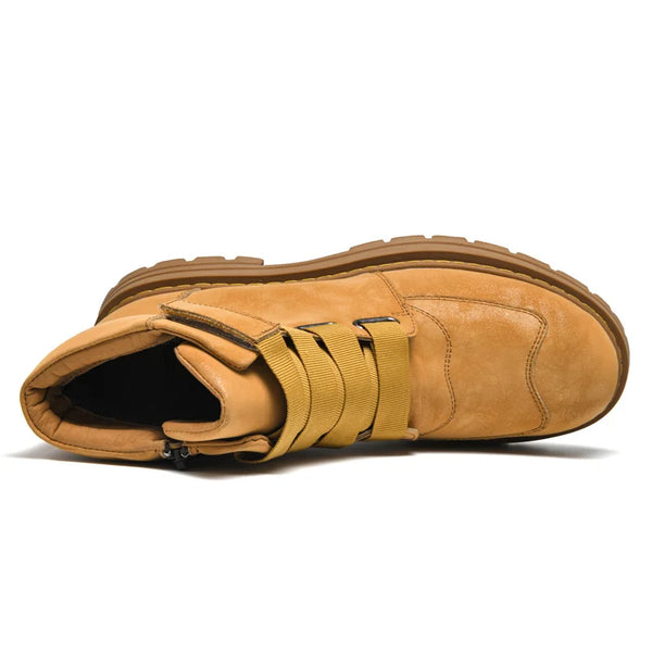 Fashion Genuine Leather Boots With Zipper For Men Women Unisex Winter Yellow Black Plus Big Size 49 50 51