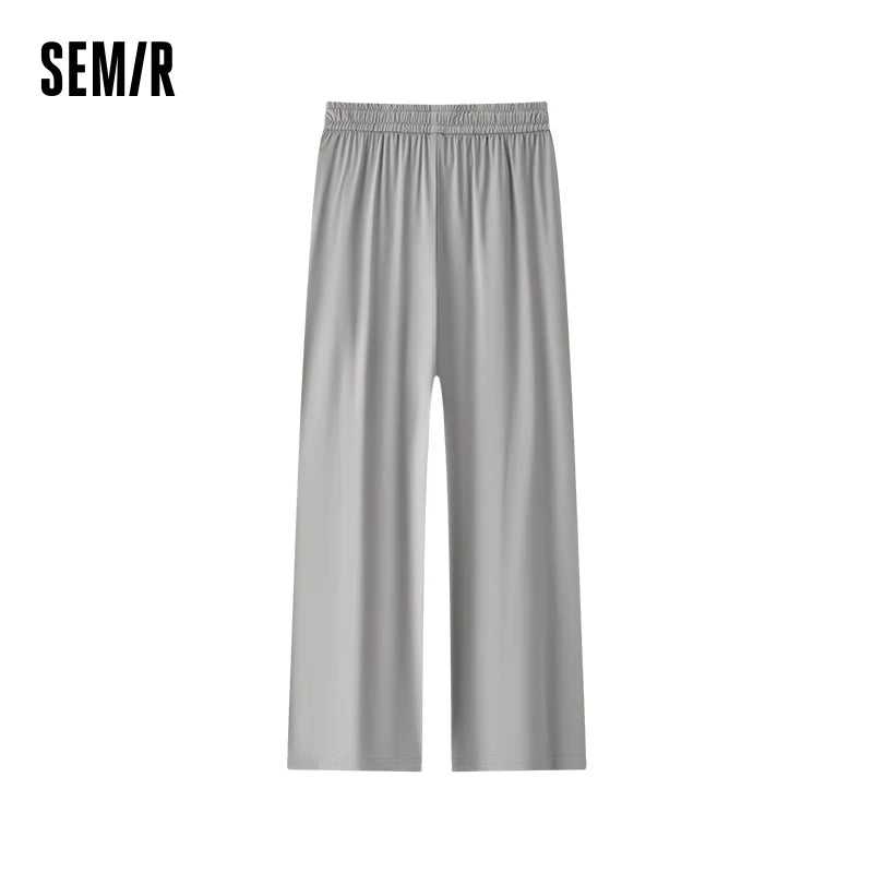 Semir Women Pants Wide 2026 Leg Knitted Loose Fit Elastic Waist Drawstring Urban Casual Everyday Style Soft Comfortable