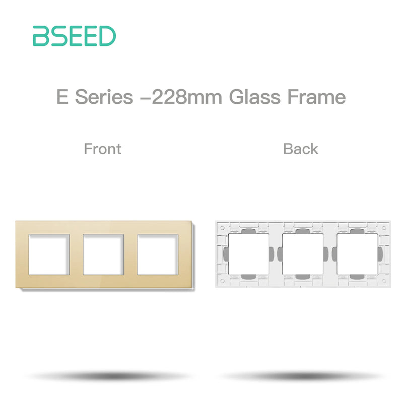 BSEED E Series Crystal Panel Wall Socket Frame Glass Panel 86/157/228/299mm White Black Gold Gray