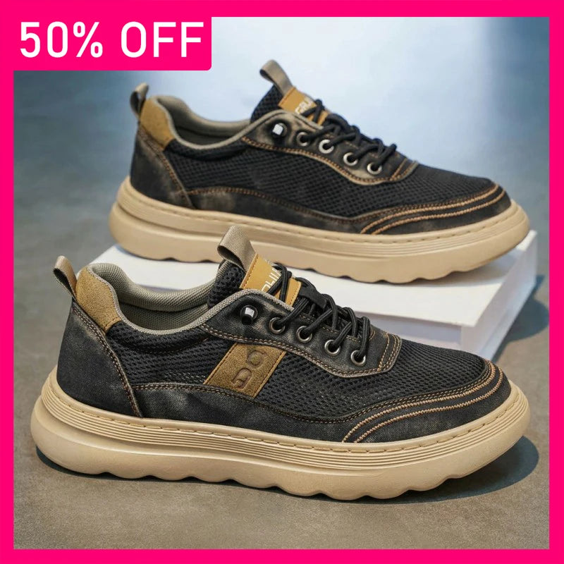 Men Sports Shoes Breathable Wear-resistant Mesh Lightweight Outdoor Walking Shoes Thick Soled Non Slip Casual Shoes for Men