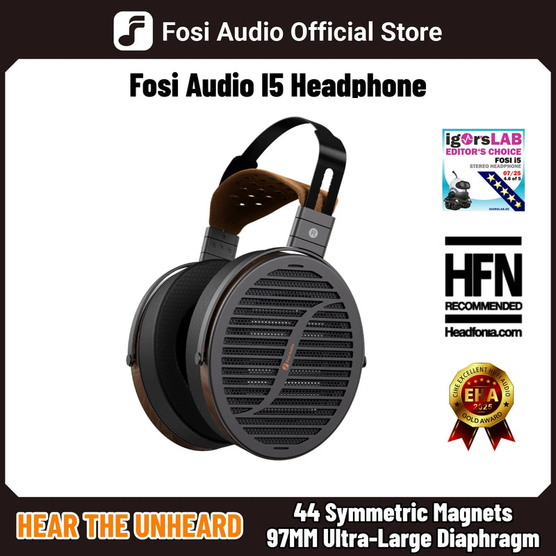 កាសស្តាប់ត្រចៀក Fosi Audio I5 Open-Back Planar Magnetic ជាមួយនឹង Diaphragm 97mm កាសស្តាប់ត្រចៀកមានខ្សែសម្រាប់ម៉ូនីទ័រ Hifi អាជីពសម្រាប់ស្ទូឌីយោ