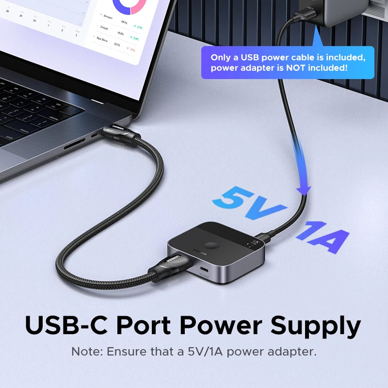 UGREEN HDMI USB C Switch 2 in 1 Out 4K 60Hz Manual Button for PS5 Xbox PC TV Monitor Projector HDCP 2.2 Home Theater Gaming