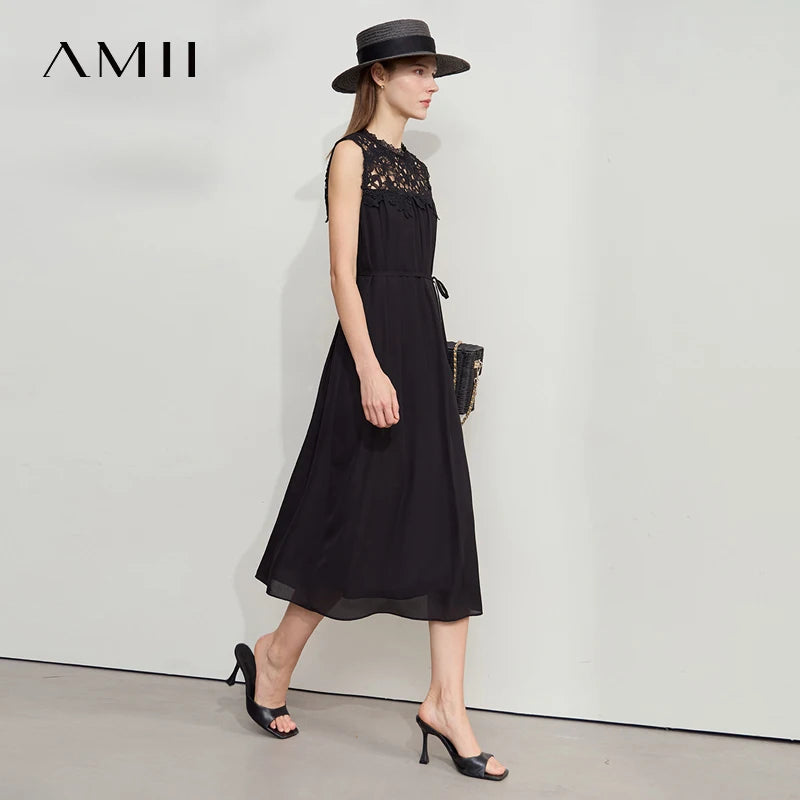 រ៉ូប Amii Minimalism សម្រាប់វិស្សមកាល រ៉ូបធម្មតា ចរ សម្លៀកបំពាក់ស្ត្រី រដូវក្តៅ ឆ្នាំ២០២៦ រ៉ូបចររលុង ដៃខ្លី រ៉ូបវែង ស្រួលពាក់ 1252026