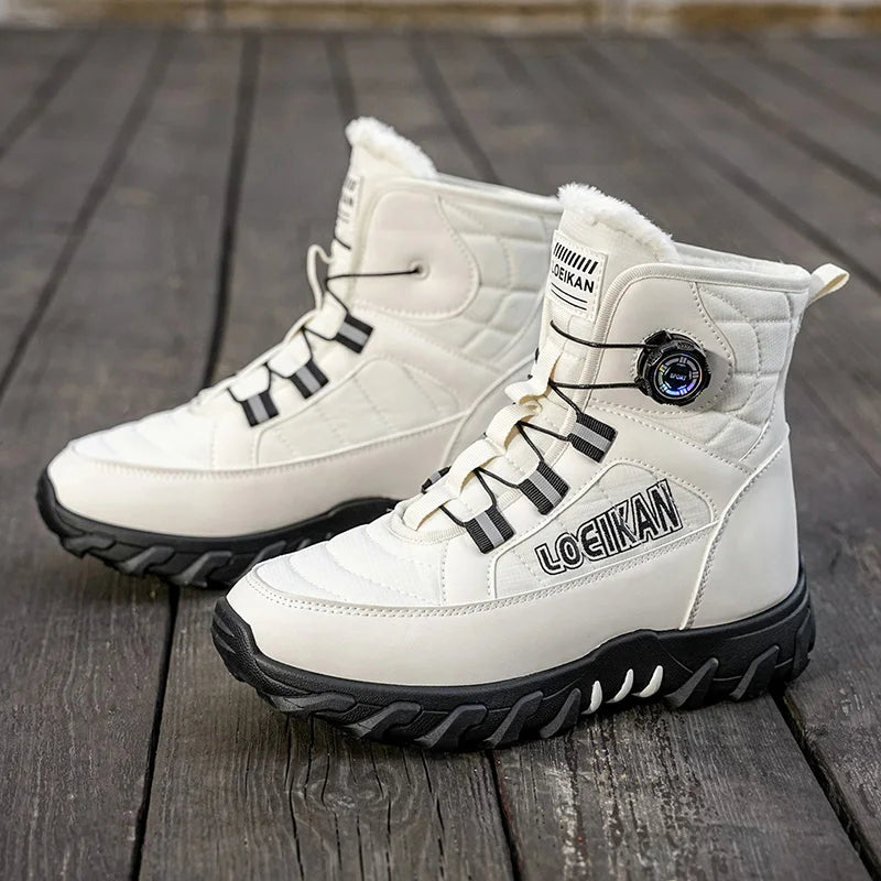Men's Plus Size Casual Cotton Boots Winter New Warm Plush Soft Sole Anti-Slip Light Outdoor Comfort High-Top Snow Walking Boots