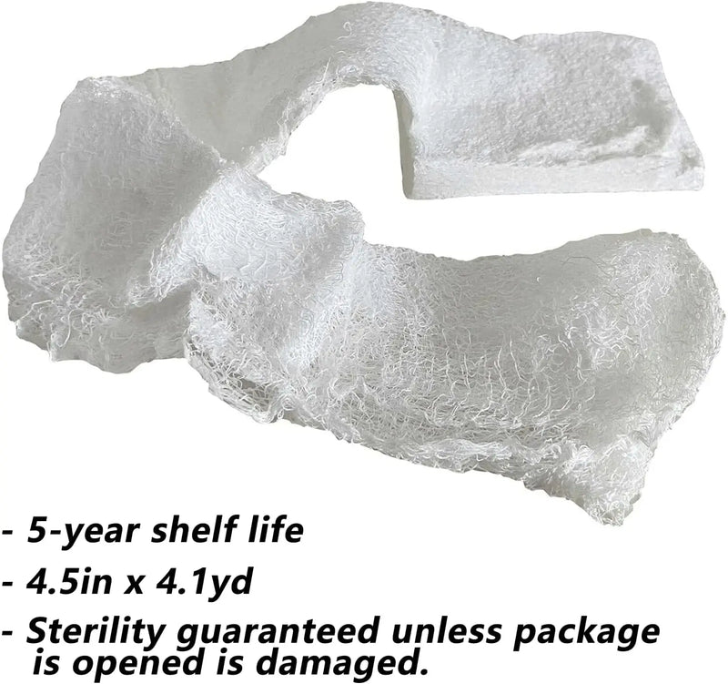 RHINO RESCUE Compressed Gauze Z-Fold Cotton Dressing High Absorbency Vacuum Packed IFAK Kit Outdoor Hiking Camping Safety Prep