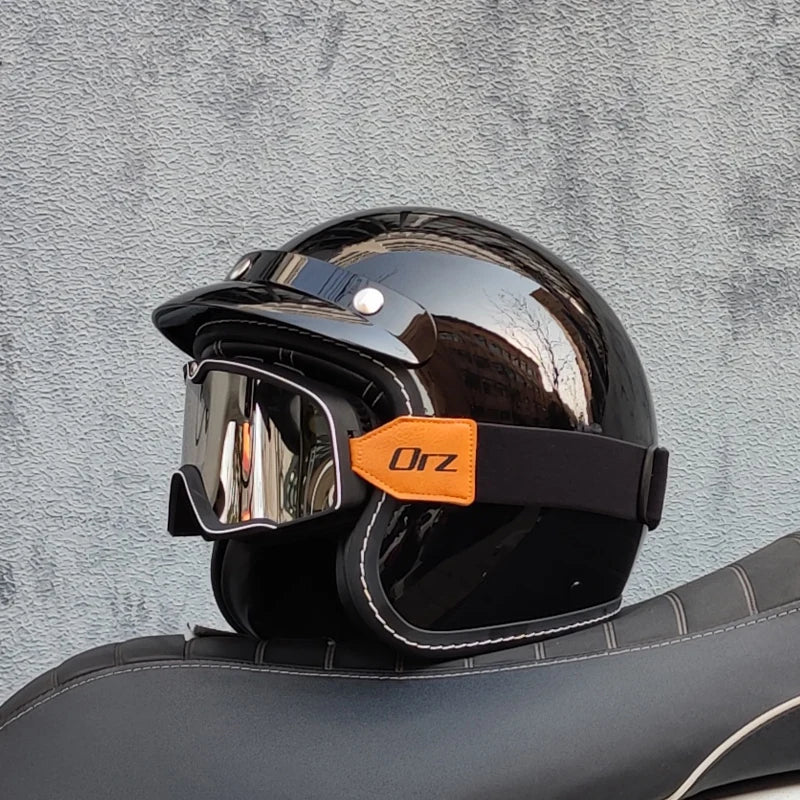 ORZ High-Quality Motorcycle Retro Helmet 3/4 Semi Covered Helmet Couple Scooter Cascos Para Moto Capacetes De Moto