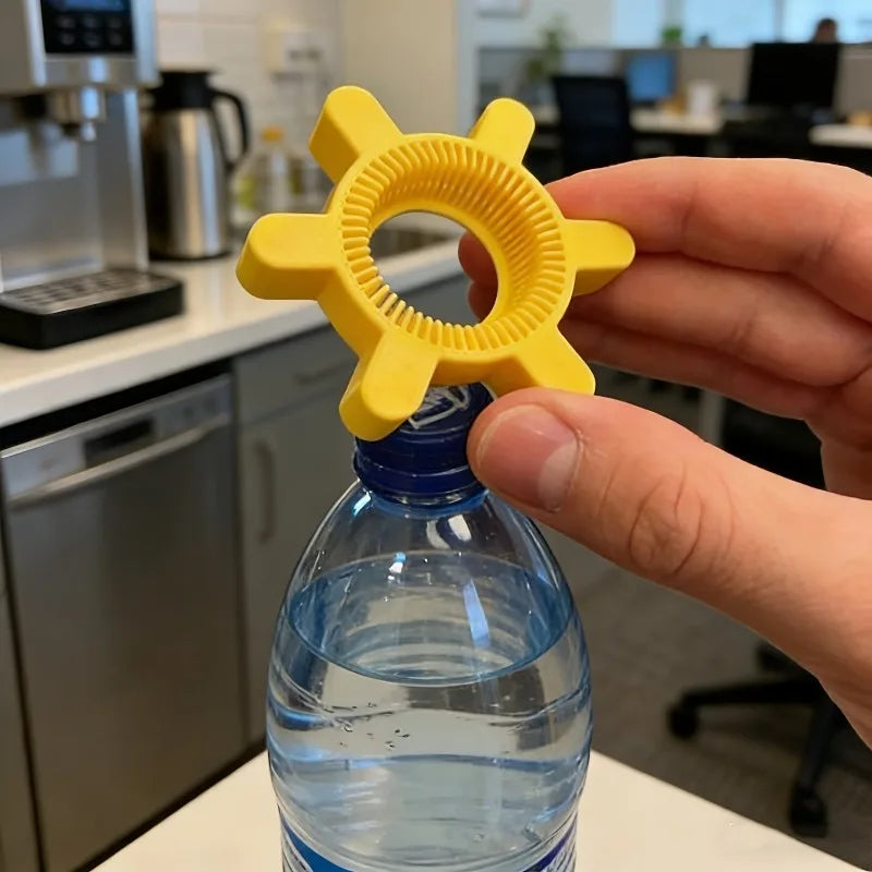 2PCS Manual Plastic Bottle Opener -Easy-To-Grip Rotating CapYellow Gear Shape Design, Suitable for Soda And Beverage Bottles