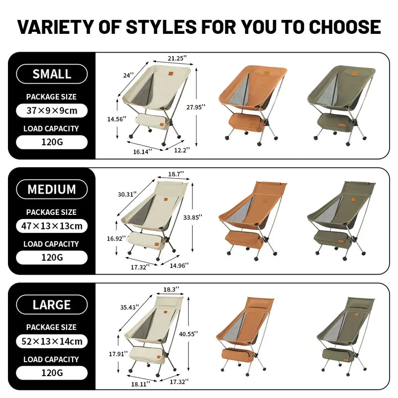 Naturehike YL08 Camping Folding Chair Lightweight Outdoor Portable Moon Aluminum Alloy Fishing Travel Hiking Backpacking Chairs