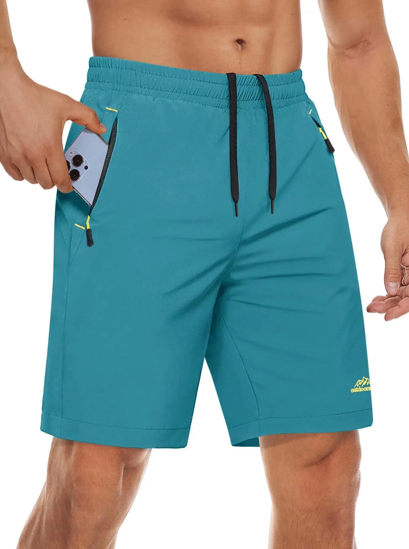 TACVASEN Quick Dry Athletic Shorts with Zipper Pockets Men's Summer Running Shorts Gym Training Workout Fitness Hiking Shorts